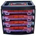 RS PRO Adjustable Compartments 64 Cell Polypropylene Compartment Box, Black Red Transparent, 300 mm x 280 mm x 320 124-6593