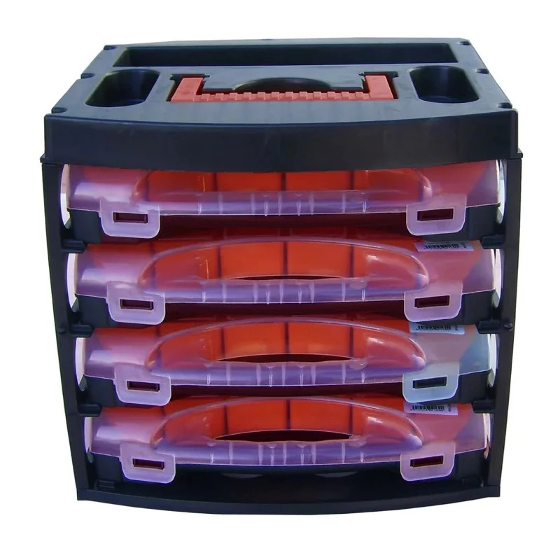 RS PRO Adjustable Compartments 64 Cell Polypropylene Compartment Box, Black Red Transparent, 300 mm x 280 mm x 320 124-6593