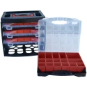 RS PRO Adjustable Compartments 64 Cell Polypropylene Compartment Box, Black Red Transparent, 300 mm x 280 mm x 320 124-6593