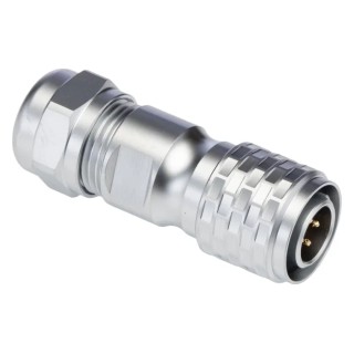 RS PRO Industrial Circular Connector 4 Contacts Cable Mount Plug Male 200V IP67 Chrome Plated Brass 124-6745