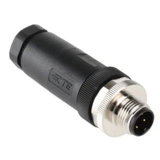 TE Connectivity Circular Connector, 4 Contacts, Cable Mount, M12 Size, Plug Male, IP67 Rating, Screw T4111002041-000