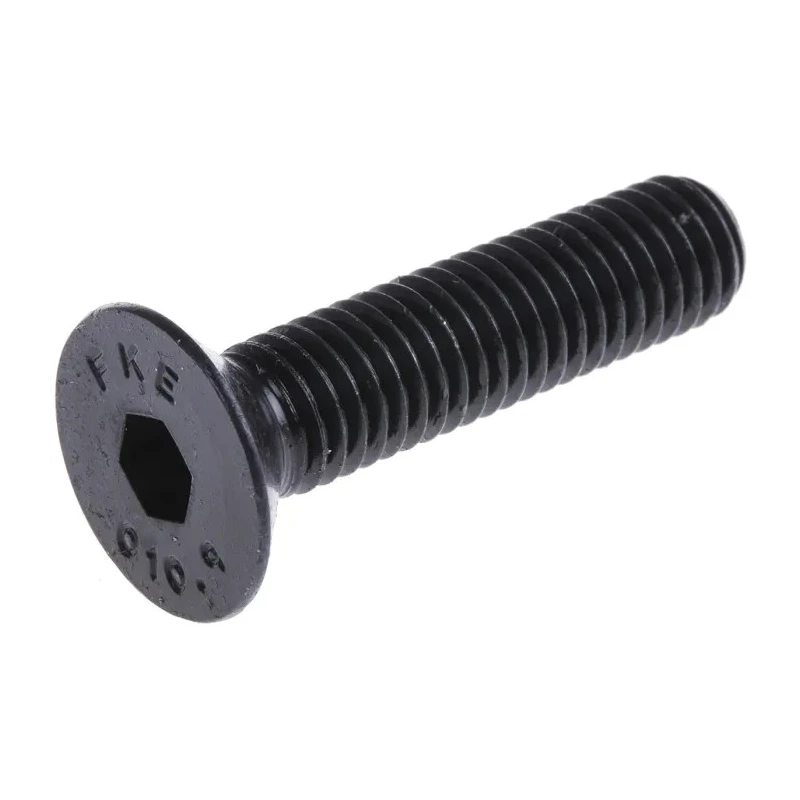 RS PRO Black Steel Hex Socket Countersunk Screw M12 x 80 mm 10.9 Grade Steel 1040 N/mm² 124-7215