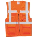 Portwest Orange Zipper Hi Vis Vest Polyester Size M Unisex Safety Wear 124-8186