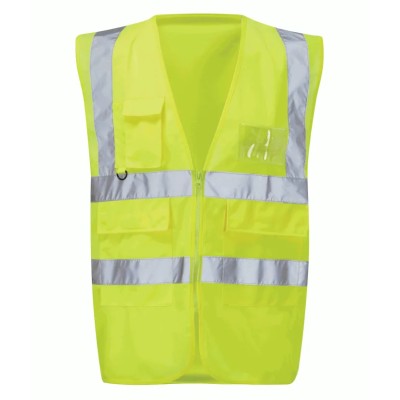 Orbit International Yellow Zipper Hi Vis Vest Polyester, Size M 124-8183