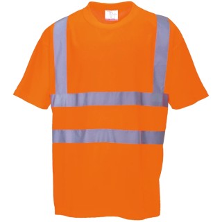 Portwest Orange Unisex Hi Vis T-Shirt RT23 Polyester 150g Birds Eye Knit Short Sleeve ANSI/ISEA 107 Class 2 CE RT23
