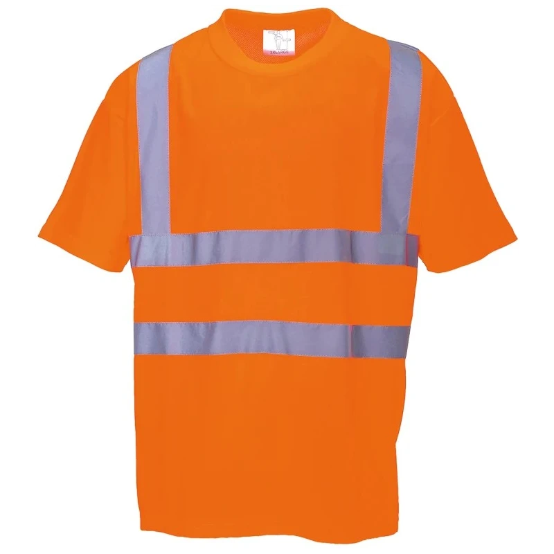 Portwest Orange Unisex Hi Vis T-Shirt RT23 Polyester 150g Birds Eye Knit Short Sleeve ANSI/ISEA 107 Class 2 CE RT23