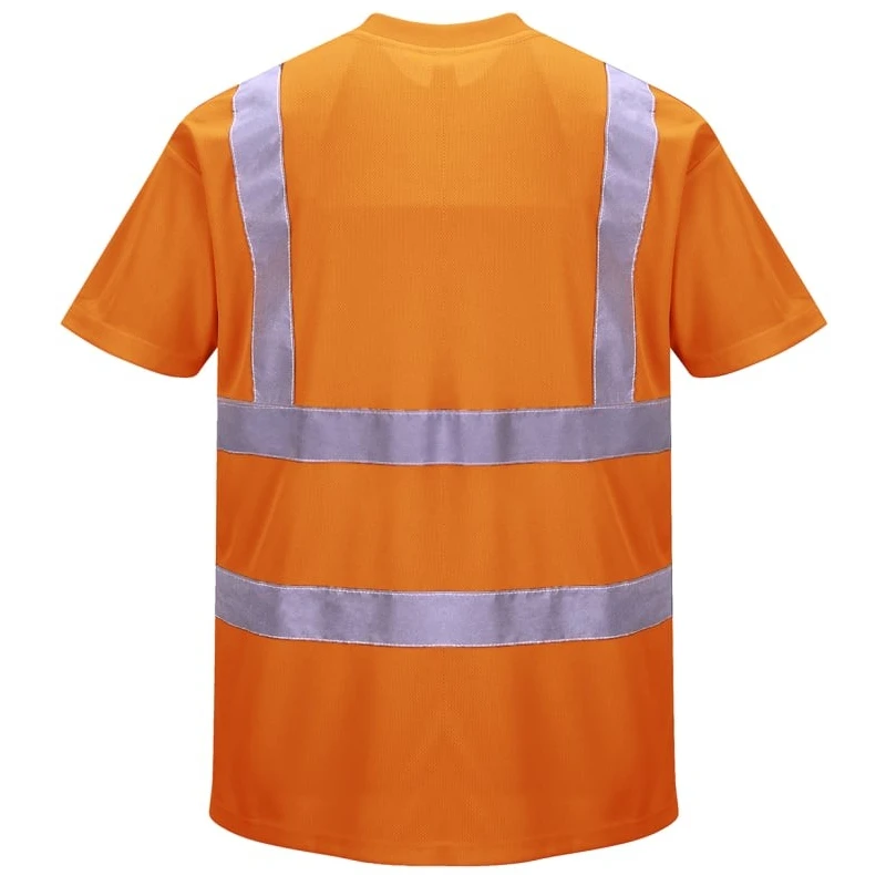 Portwest Orange Unisex Hi Vis T-Shirt RT23 Polyester 150g Birds Eye Knit Short Sleeve ANSI/ISEA 107 Class 2 CE RT23