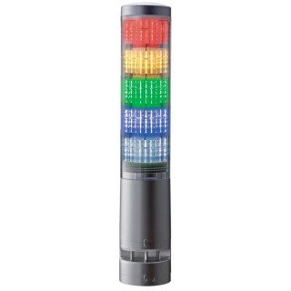 Patlite LA6 Series Clear Signal Tower Buzzer with 5 Lights, RGB LED, 24V DC Direct Mount LA6-5DTNUB-RYGBC