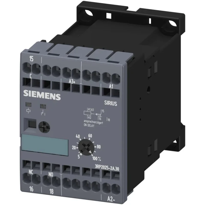Siemens 3RP20 Series DIN Rail Timer Relay, 1-Contact, 24 V dc/ac, Time Range 0.05 s to 100 h, ON Delay, SPDT 3RP2025-2AP30