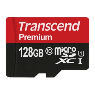 Transcend 128 GB MicroSDXC Memory Card, UHS 1 U1, Class 10, 400x Speed, Adapter Included TS128GUSDU1