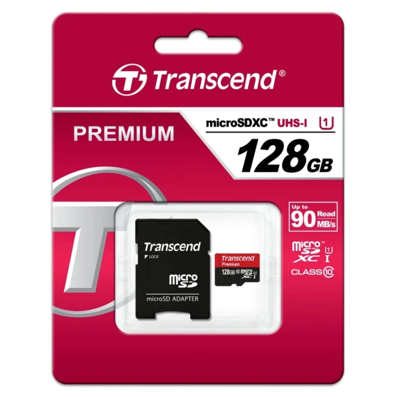 Transcend 128 GB MicroSDXC Memory Card, UHS 1 U1, Class 10, 400x Speed, Adapter Included TS128GUSDU1