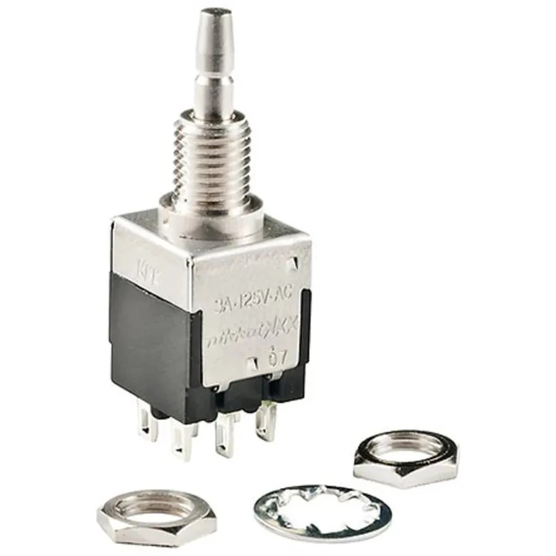 NKK Switches EB Series Momentary Panel Mount Push Button Switch DPDT 6.35 mm Cutout 125 V AC EB2061