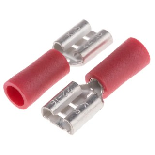 RS PRO Red Insulated Female Spade Connector Crimp 6.35 x 0.8 mm Tab Size 22 AWG to 16 AWG 125-1946