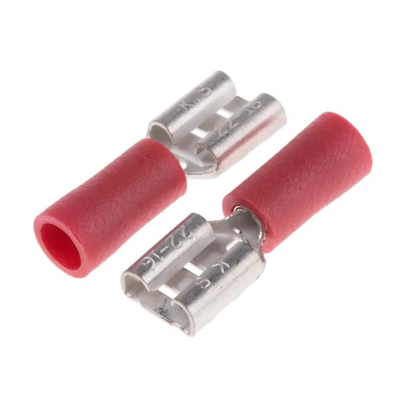 RS PRO Red Insulated Female Spade Connector Crimp 6.35 x 0.8 mm Tab Size 22 AWG to 16 AWG 125-1946