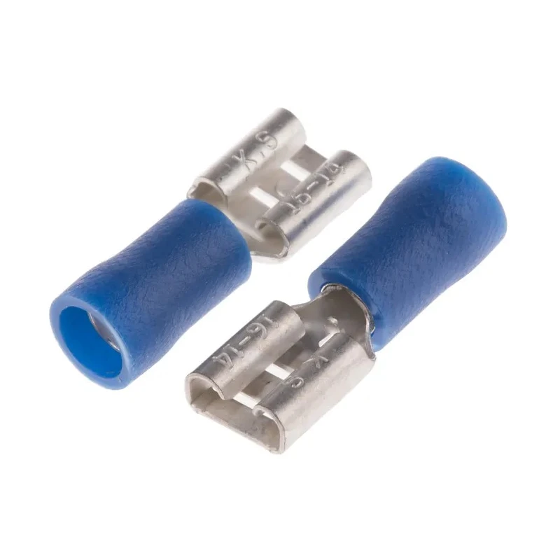 RS PRO Blue Insulated Female Spade Connector Crimp 6.35 x 0.8 mm Tab Size 16 AWG to 14 AWG 125-1947