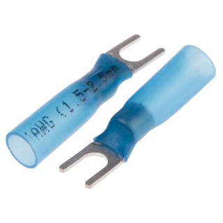 RS PRO Insulated Fork Terminal 16 AWG to 14 AWG M3.7 Stud Size High Density Polyethylene Blue 125-1972
