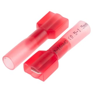 RS PRO Red Insulated Male Spade Connector, Crimp, 6.35 x 0.8 mm Tab Size, 22 AWG to 16 AWG, Brass Tin Plated 125-1977