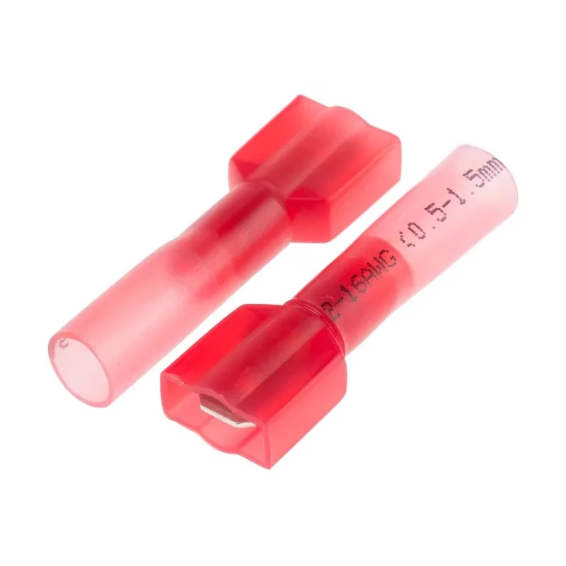 RS PRO Red Insulated Male Spade Connector, Crimp, 6.35 x 0.8 mm Tab Size, 22 AWG to 16 AWG, Brass Tin Plated 125-1977