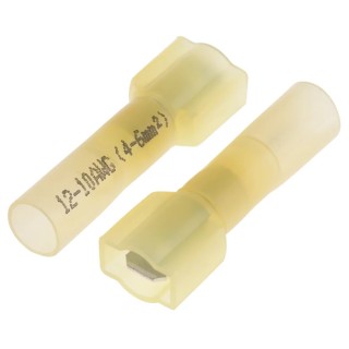 RS PRO Yellow Insulated Male Spade Connector Crimp Type 6.35 x 0.8 mm Tab Size 12 AWG to 10 AWG 125-1979
