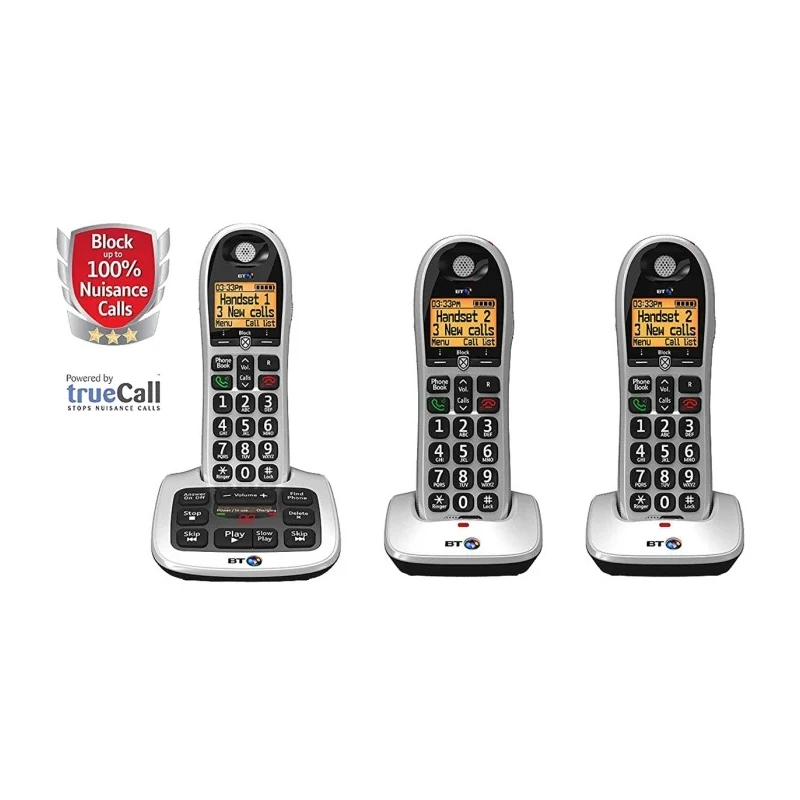 BT BT4600 Big Button Cordless Telephone with Advanced Call Blocker, LCD Display, Answer Machine, Desktop Mount Grey 84668