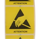 RS PRO Yellow Paper ESD Label Attention Text 50 mm x 50 mm 125-2363