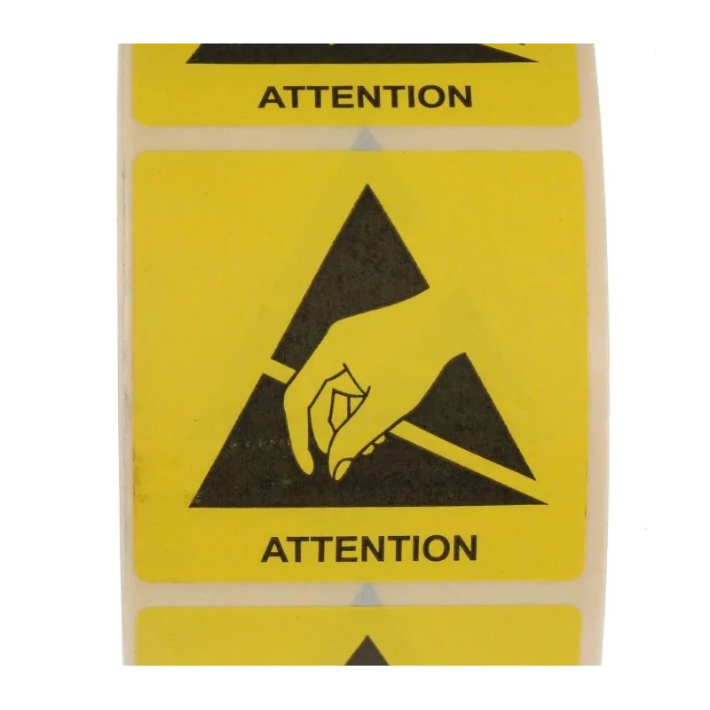 RS PRO Yellow Paper ESD Label Attention Text 50 mm x 50 mm 125-2363