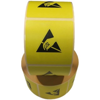 RS PRO Yellow Paper Electrostatic Discharge (ESD) Self-Adhesive Warning Label 25 mm x 25 mm 125-2362