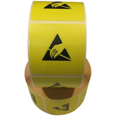 RS PRO Yellow Paper Electrostatic Discharge (ESD) Self-Adhesive Warning Label 25 mm x 25 mm 125-2362