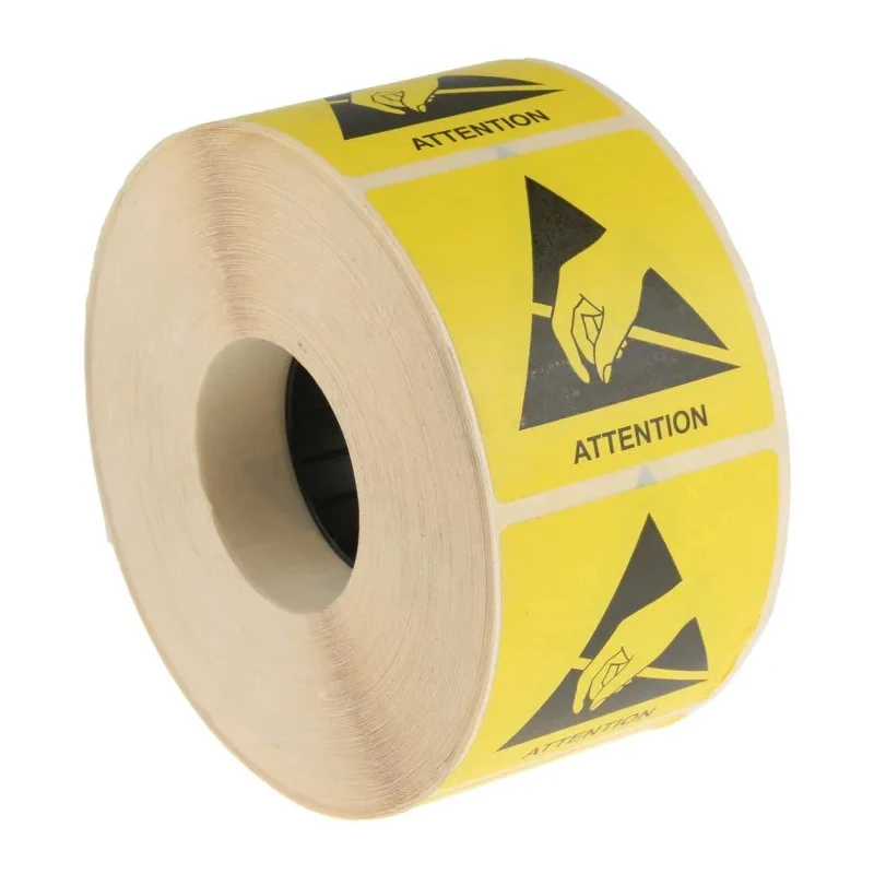 RS PRO Yellow Paper ESD Label Attention Text 50 mm x 50 mm 125-2363