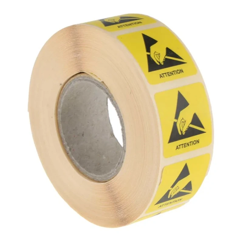 RS PRO Yellow Paper Electrostatic Discharge (ESD) Self-Adhesive Warning Label 25 mm x 25 mm 125-2362