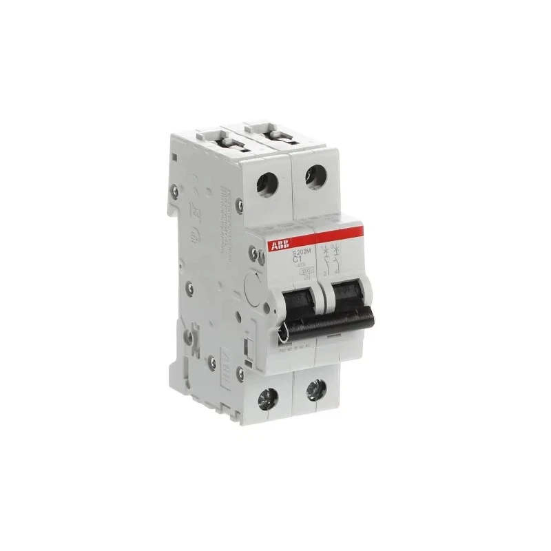 ABB System Pro M Compact S200M Miniature Circuit Breaker, 2-Pole, 1A, Type C, 440V AC, 125V DC 2CDS272001R0014 S202M-C1