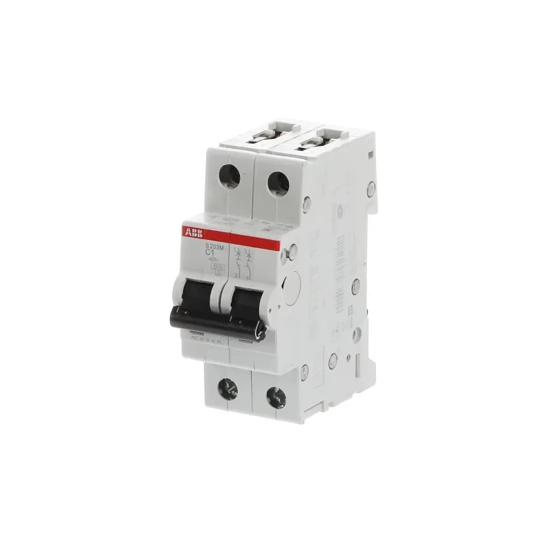 ABB System Pro M Compact S200M Miniature Circuit Breaker, 2-Pole, 1A, Type C, 440V AC, 125V DC 2CDS272001R0014 S202M-C1