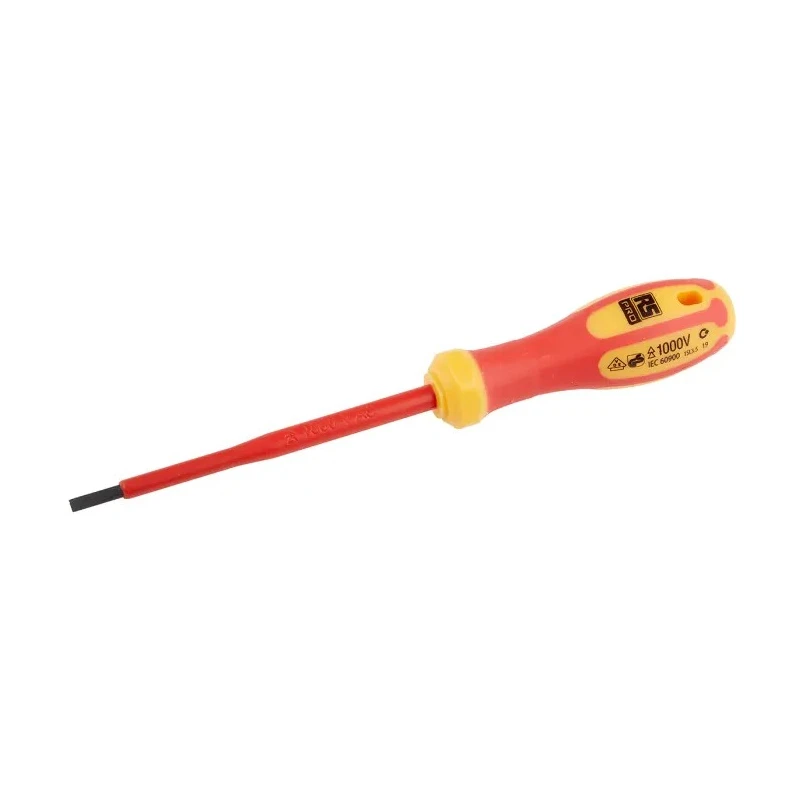 RS PRO Insulated Screwdriver 100 mm Blade VDE 1000V Approved Ergonomic Handle Chrome Vanadium Steel 190mm Overall 125-3080