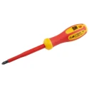RS PRO Insulated Screwdriver with Tip, 80 mm Chrome Vanadium Molybdenum Steel Blade, Plastic Handle, VDE/1000V MOD2