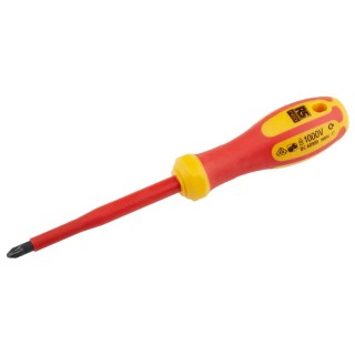 RS PRO Insulated Screwdriver with Tip, 80 mm Chrome Vanadium Molybdenum Steel Blade, Plastic Handle, VDE/1000V MOD2