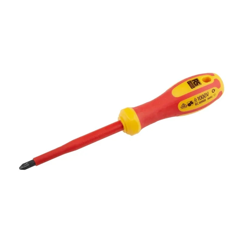 RS PRO Insulated Screwdriver with Tip, 80 mm Chrome Vanadium Molybdenum Steel Blade, Plastic Handle, VDE/1000V MOD2