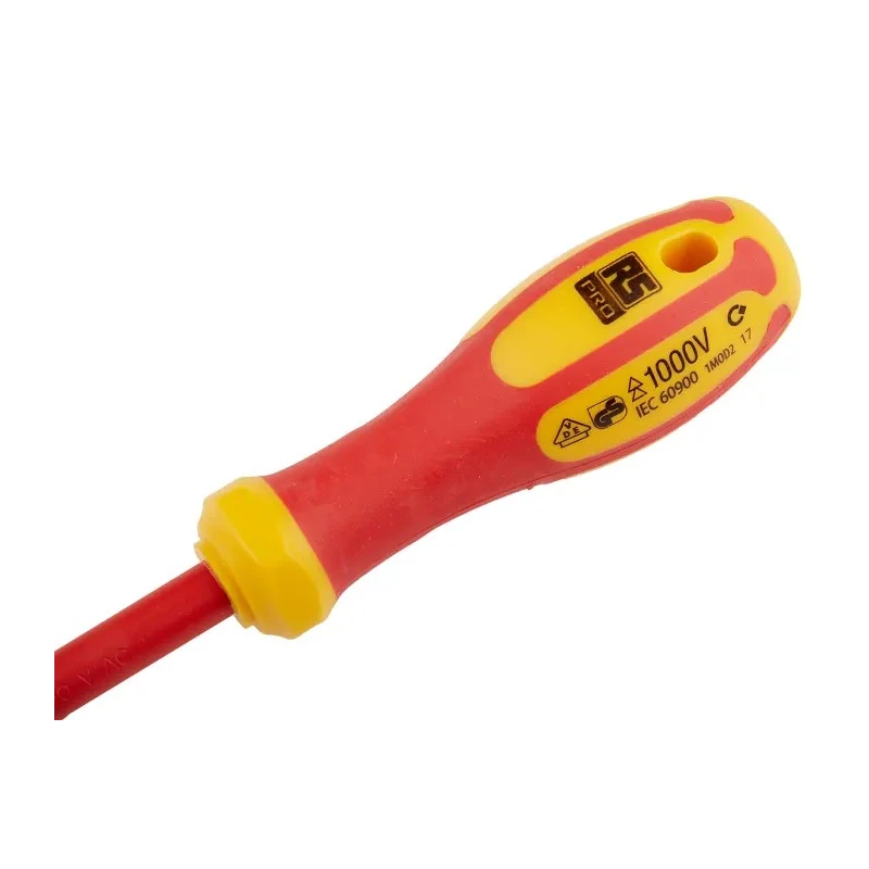 RS PRO Insulated Screwdriver with Tip, 80 mm Chrome Vanadium Molybdenum Steel Blade, Plastic Handle, VDE/1000V MOD2