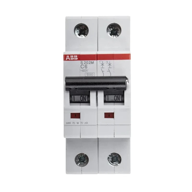 ABB System Pro M Compact S200M Miniature Circuit Breaker, 2-Pole, 6A, Type C, 440V AC, 125V DC, 10 2CDS272001R0064 S202M-C6