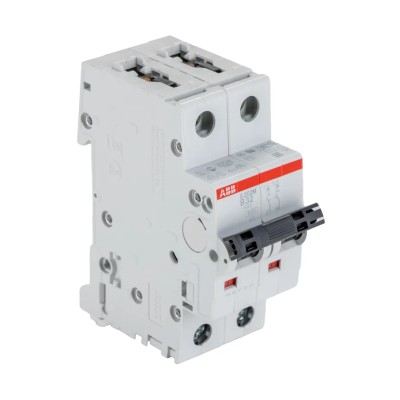 ABB System Pro M Compact S200M Miniature Circuit Breaker, 2-Pole, 32A, Type B, 440V AC, 125V DC 2CDS272001R0325 S202M-B32