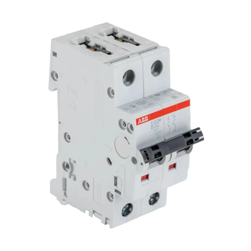 ABB System Pro M Compact S200M Miniature Circuit Breaker, 2-Pole, 32A, Type B, 440V AC, 125V DC 2CDS272001R0325 S202M-B32