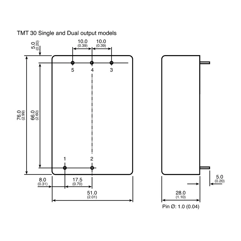 TRACOPOWER Switching Power Supply 12V 30W PCB Mount 85-264V AC Input TMT 30112