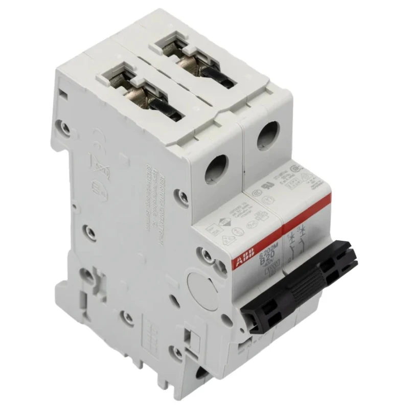 ABB System Pro M Compact S200M Miniature Circuit Breaker 2-Pole 20A Type B 440V AC 125V DC 10 kA 2CDS272001R0205 S202M-B20