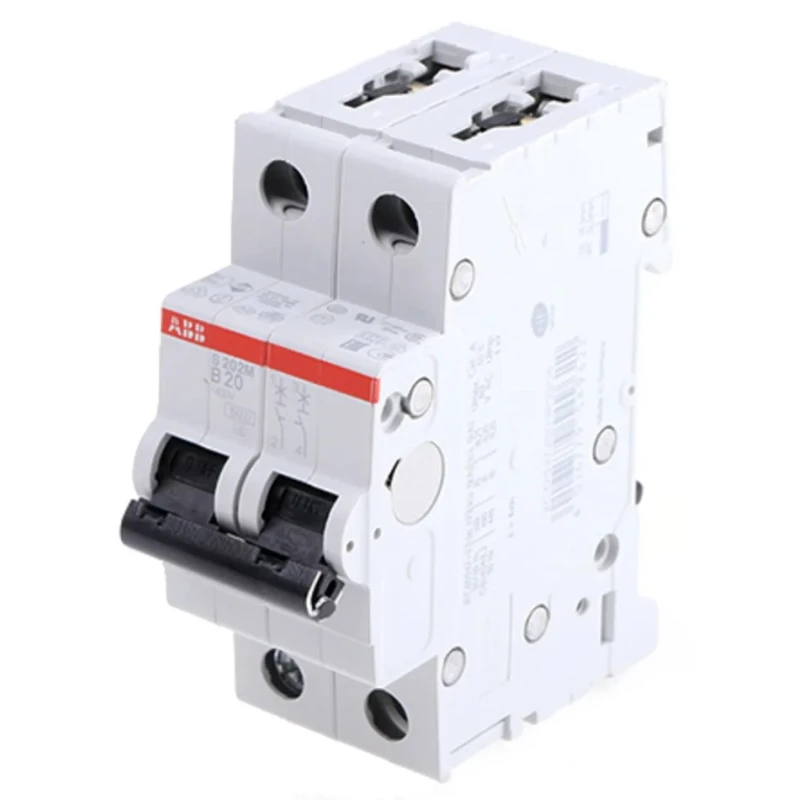 ABB System Pro M Compact S200M Miniature Circuit Breaker 2-Pole 20A Type B 440V AC 125V DC 10 kA 2CDS272001R0205 S202M-B20
