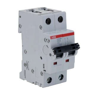 ABB System Pro M Compact 2-Pole Miniature Circuit Breaker, 63A, Type C, 440V AC, 125V DC, 10 kA 2CDS272001R0634 S202M-C63