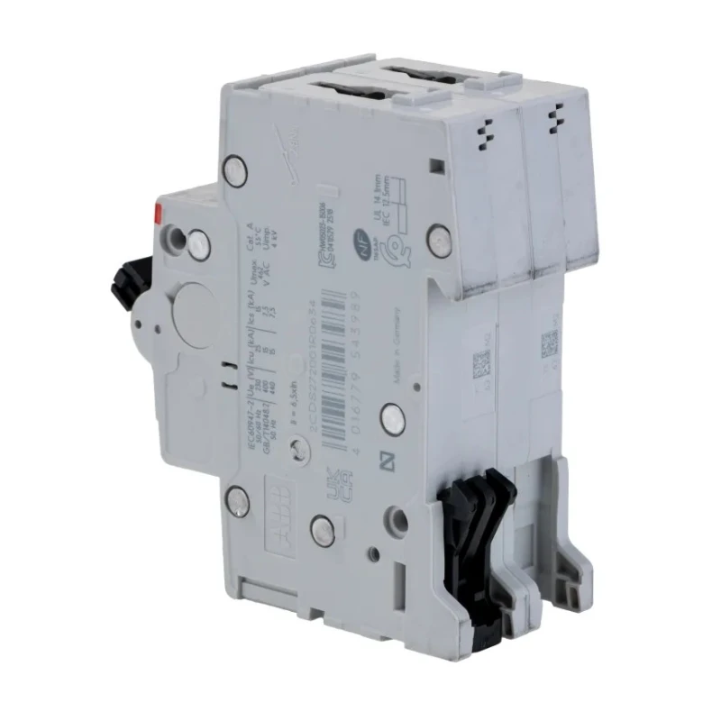 ABB System Pro M Compact 2-Pole Miniature Circuit Breaker, 63A, Type C, 440V AC, 125V DC, 10 kA 2CDS272001R0634 S202M-C63