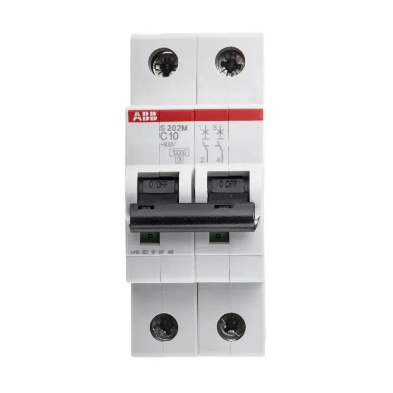 ABB Miniature Circuit Breaker, System Pro M Compact S200M, 2-Pole, 10A, Type C, 440V AC, 125V DC 2CDS272001R0104 S202M-C10
