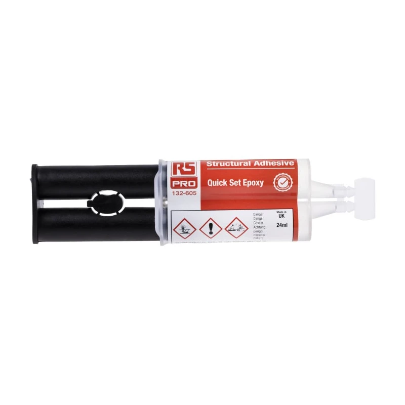 RS PRO Industrial Multiuse Quick Set Epoxy Adhesive Dual Cartridge, Transparent Liquid, 24 ml 132-605