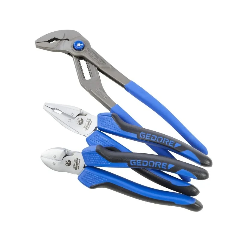 Gedore 3-Piece Plier Set Combination Pliers, Cutters, Water Pump Pliers S 8393