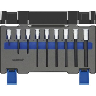 Gedore Hex Screwdriver Bit Set Steel 9 Pieces Sizes 5 to 14 Hex IN 19-009