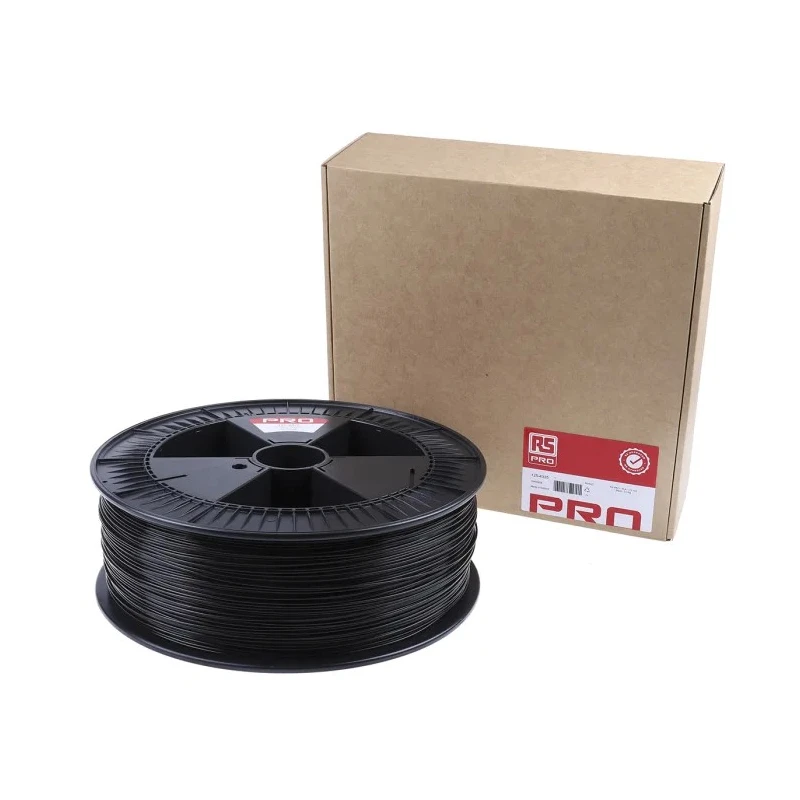 RS PRO 1.75 mm Black PLA 3D Printer Filament, 2.3 kg, Fused Deposition Modelling, 180-210°C 125-4335
